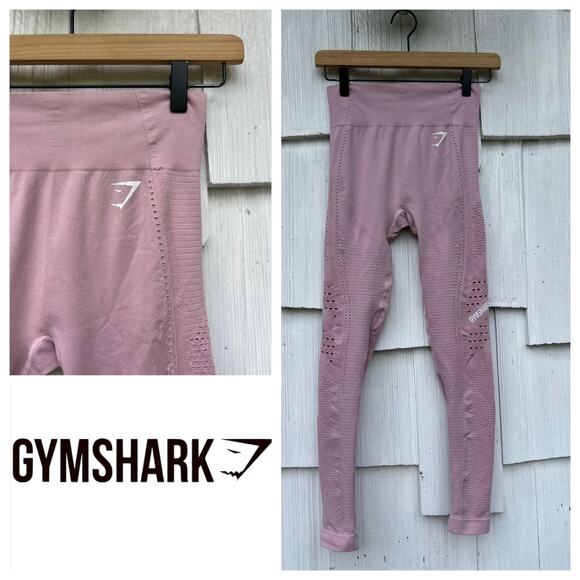 Gymshark Pink High Waist Leggings Compression Knit Workout Performance Wear S‎ - Picture 1 of 8